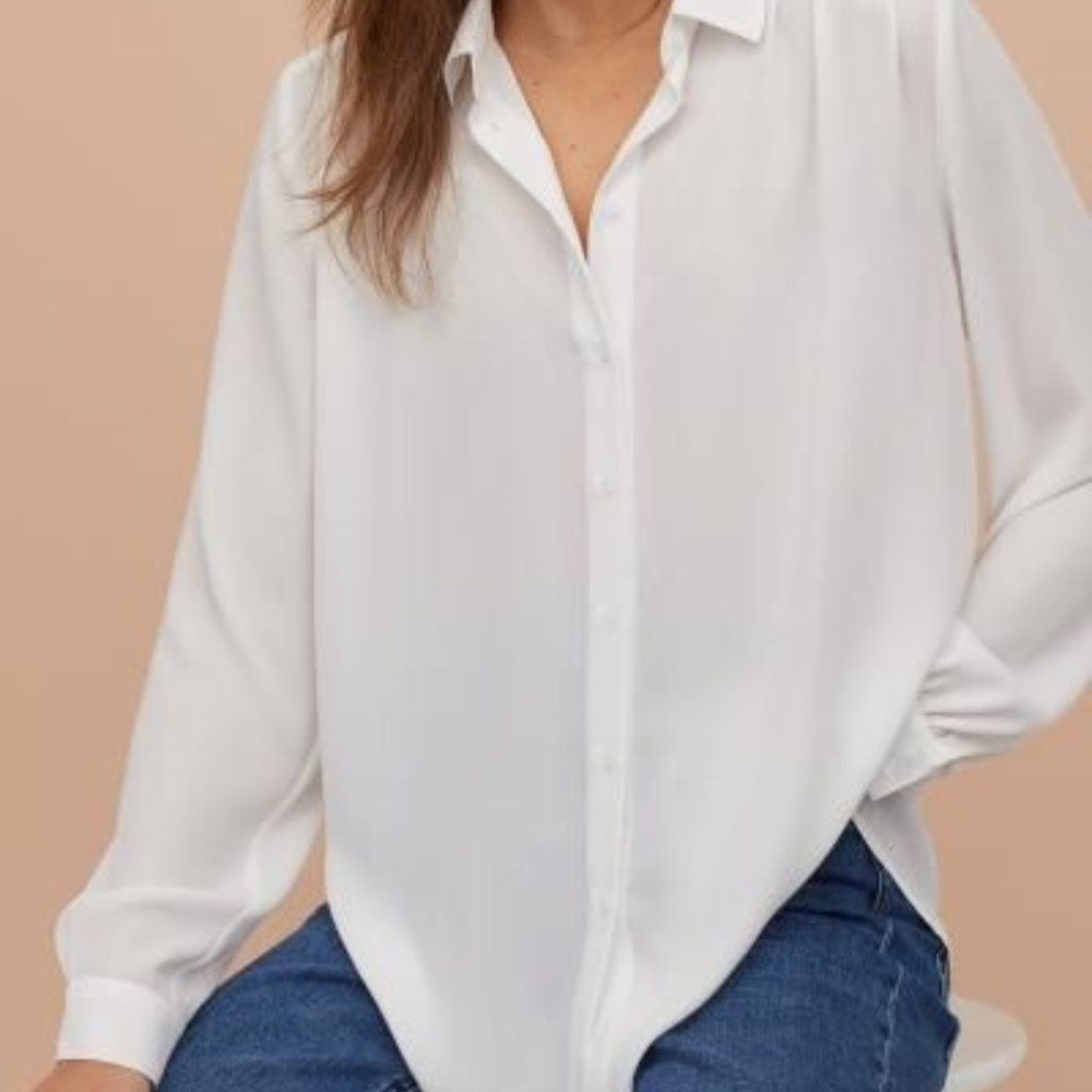 H&M Long-sleeved White Blouse